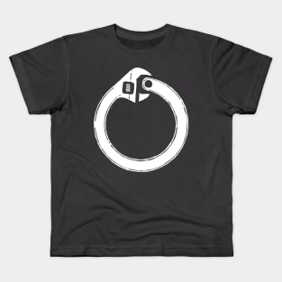 Ouroboros Wrench (hand drawn white) Kids T-Shirt